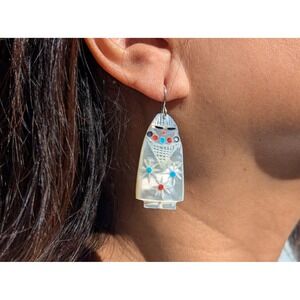 Native American Earrings Zuni Kachina Corn Maiden Southwest Jewelry ***‎